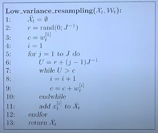 Low Variance Resampling Algorithm